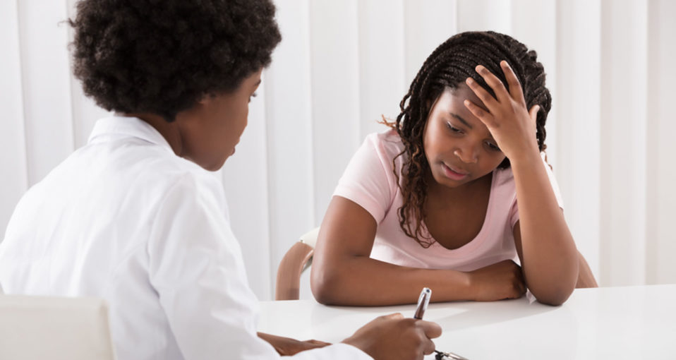 young stressed girl in a counselling session